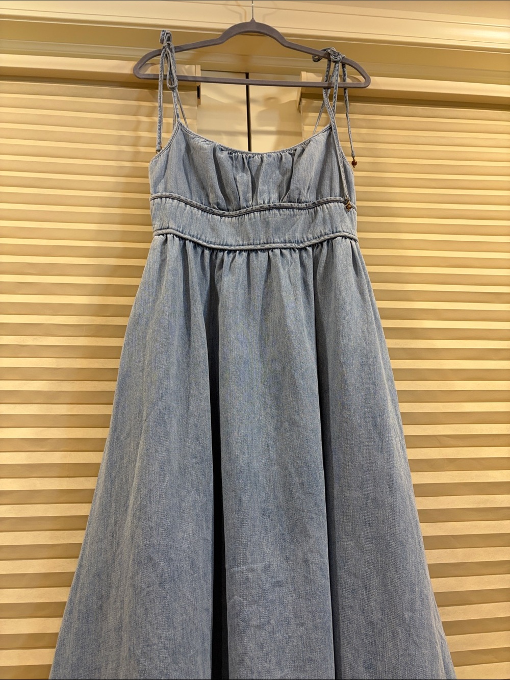NWOT Zimmermann Light Blue Denim Midi Dress with Tie Straps, Size AU 2 = M - Picture 6 of 11